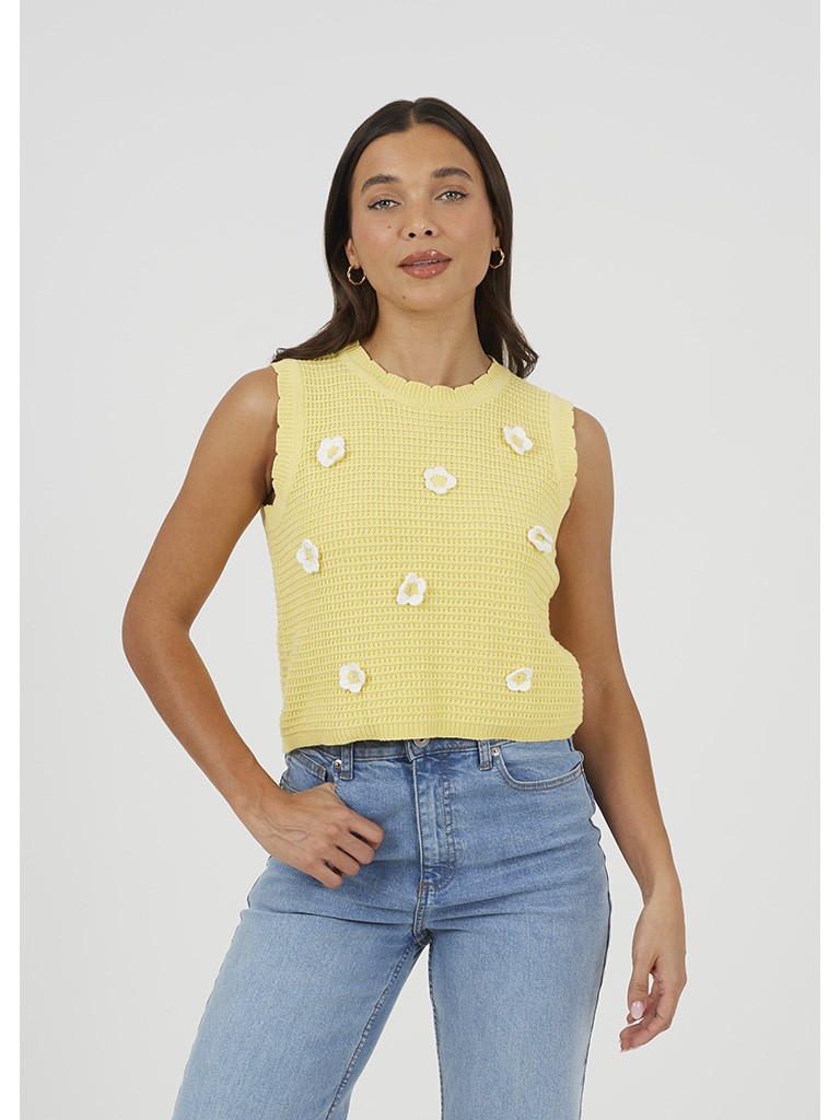 Top crochet flores amarillo/blanco