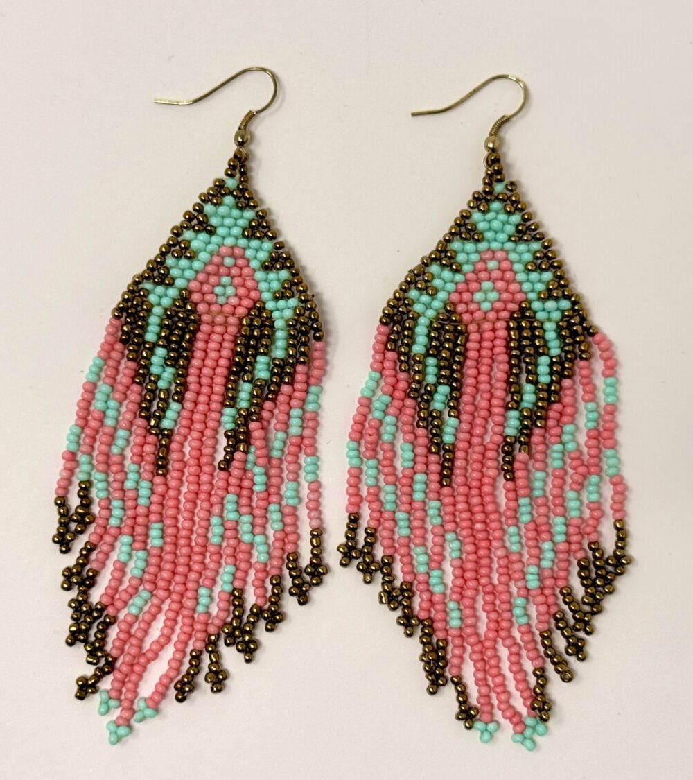 Pendientes cuentas rosa