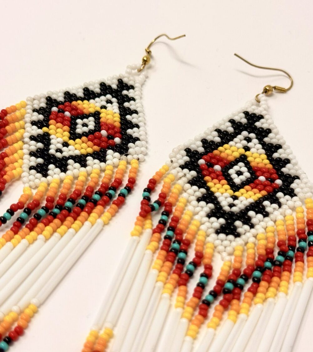 Alternative view of Pendientes cuentas blanco