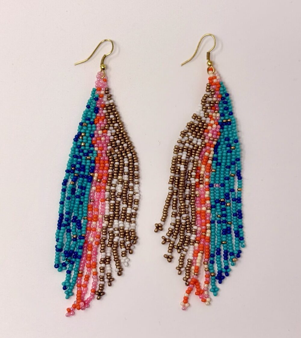 Pendientes cuentas multicolor naranja